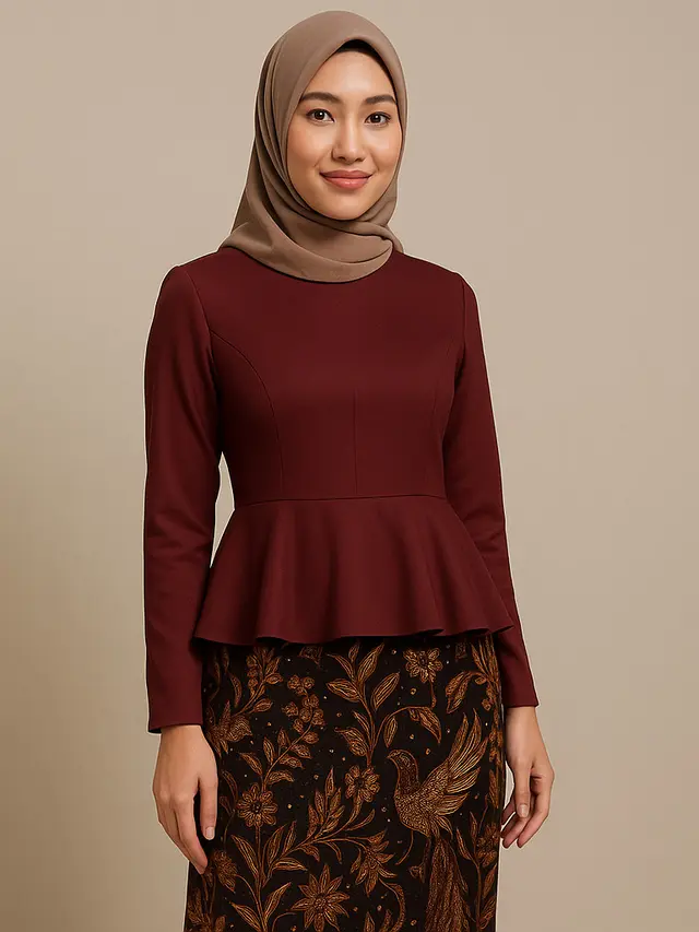 7 Model Dress Batik Lengan Panjang Kombinasi Polos, Tren Fashion Modern yang Memadukan Tradisi dan Gaya Kontemporer