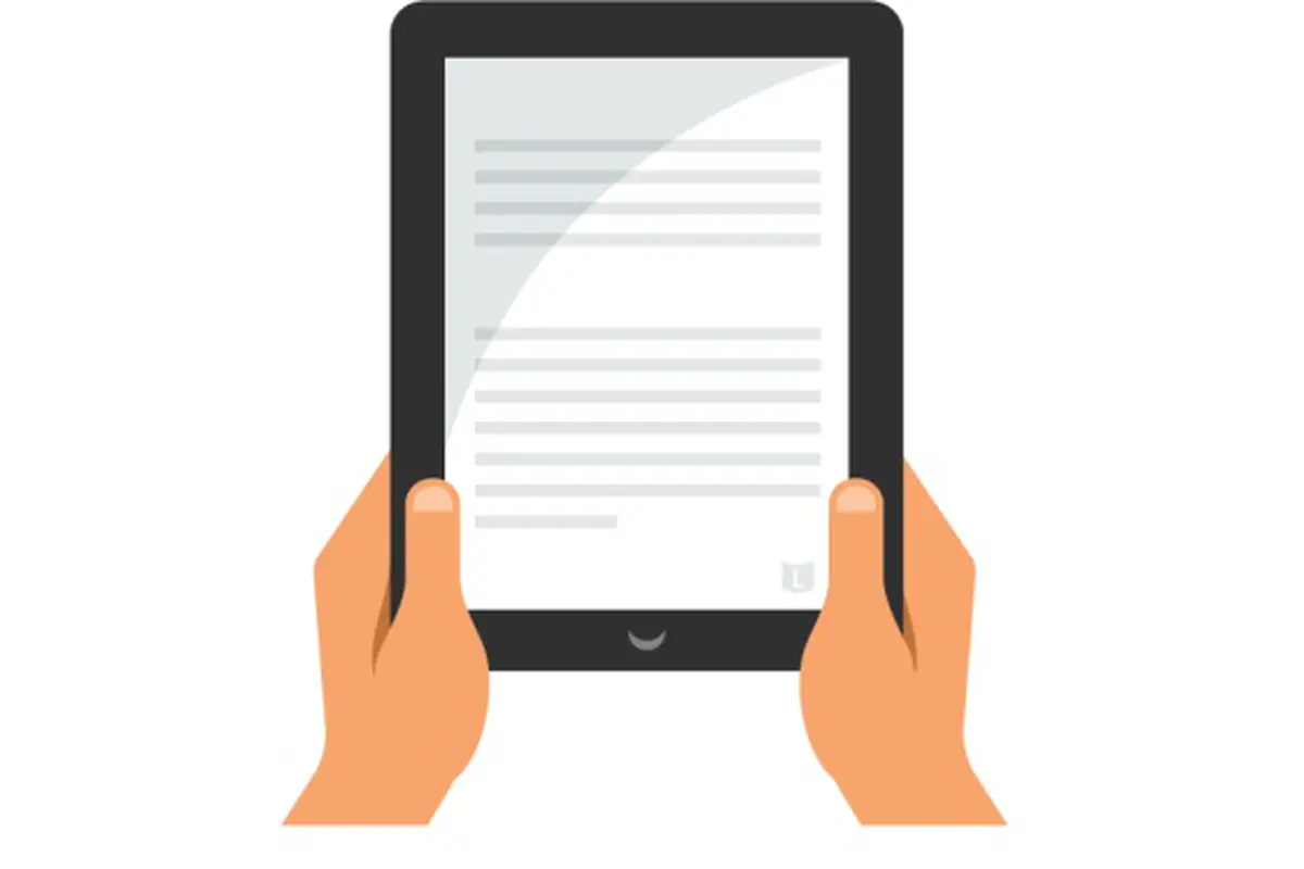 Ilustrasi Baca e-Book di Tablet