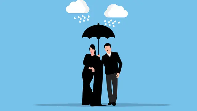 Ilustrasi hujan romantis