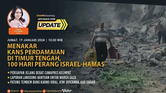 Perang Hamas Vs Israel di Jalur Gaza sejak 7 Oktober 2023 telah memasuki hari ke-105 pada Jumat (19/1/2024). Dilansir Al Jazeera yang mengutip dari otoritas kesehatan setempat, setidaknya 24.448 warga Palestina di Jalur Gaza tewas dan 61.504 lainnya ...