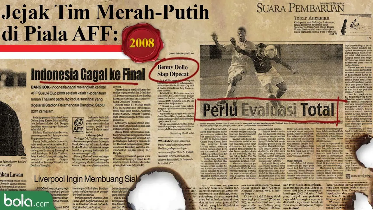 Jejak Tim Merah-Putih di Piala AFF: 2008 (Bola.com/Adreanus Titus)