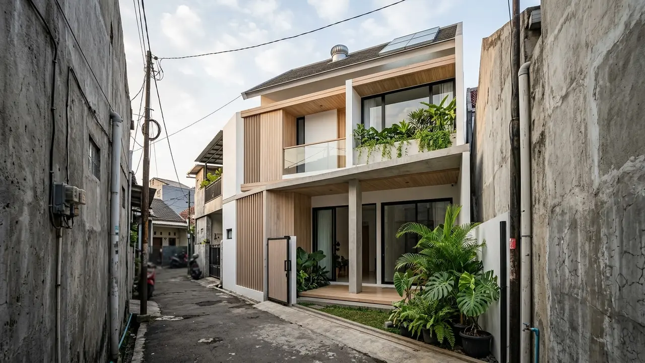 Ide Desain Rumah dengan Lahan Sempit (AI Generated)