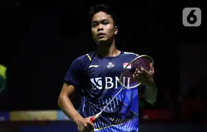 Pria kelahiran Cimahi ini capai match point 20-8 setelah smash cepatnya masuk sempurna. (Liputan6.com/Helmi Fithriansyah)