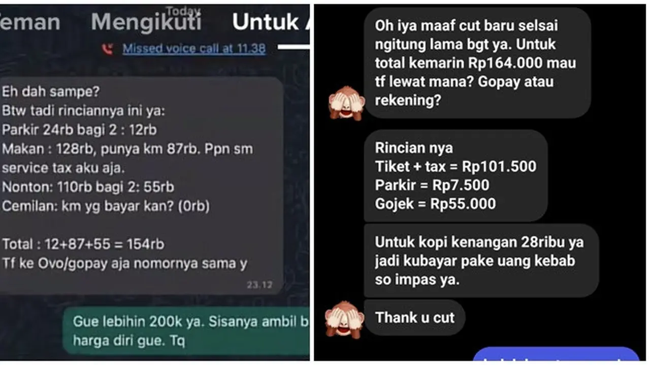 6 Chat Rincian Utang ke Teman Ini Bikin Elus Dada, Pengeluaran Dibagi Rata