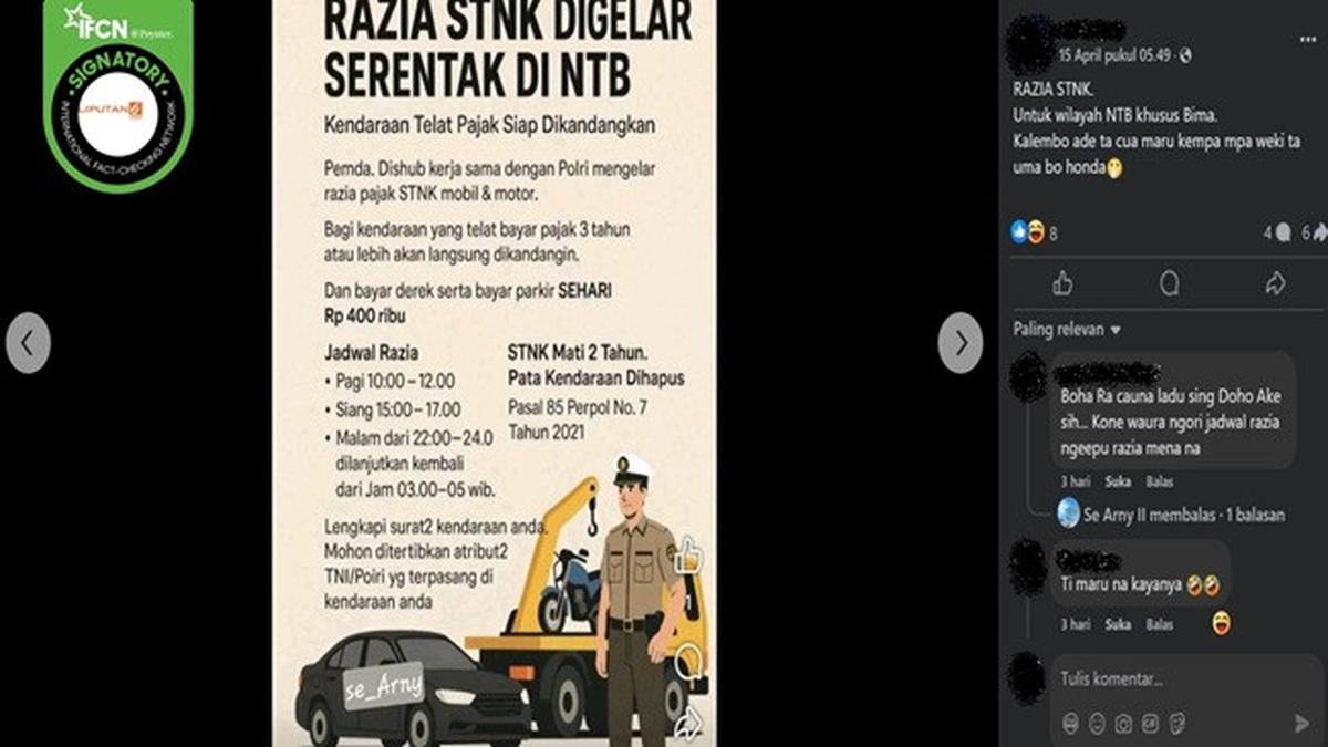 Cek Fakta: Hoaks Poster Razia Pajak STNK di NTB pada April 2025