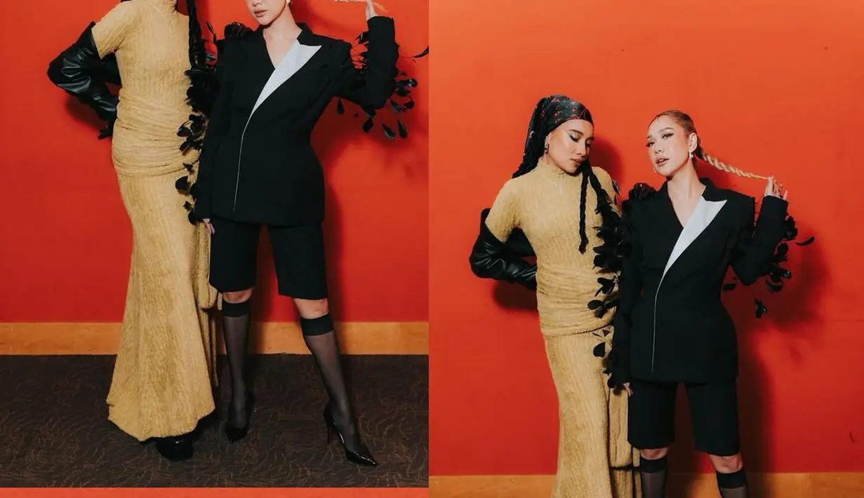 Menutup penampilan, Bunga Citra Lestari kenakan kaus kaki panjang transparan dan heels hitam [@itsmebcl]