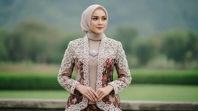 Gamis Batik Kombinasi Tile Polos