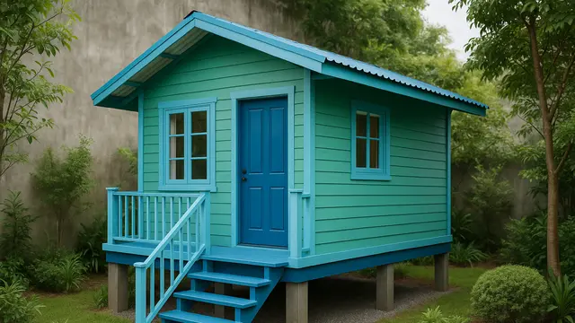 7 Model Rumah Kecil Warna Hijau dengan Biru yang Elegan di Lahan Sempit, Bikin Hunian Jadi Segar dan Menawan