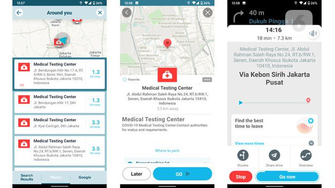 Aplikasi Waze hadirkan fitur pencarian Rumah Sakit rujukan Covid-19. (Doc: Liputan6.com)