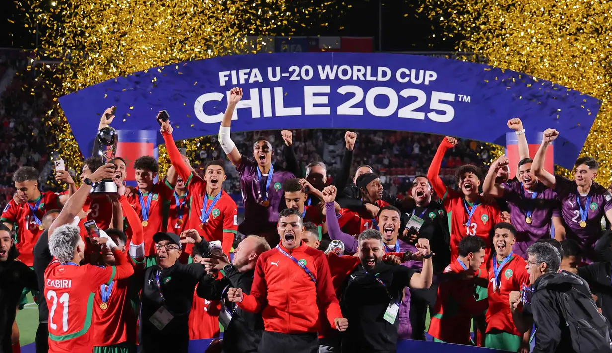 Dan gelar ini menjadi yang pertama bagi Maroko sepanjang sejarah sepak bola negara tersebut. (Javier TORRES/AFP)