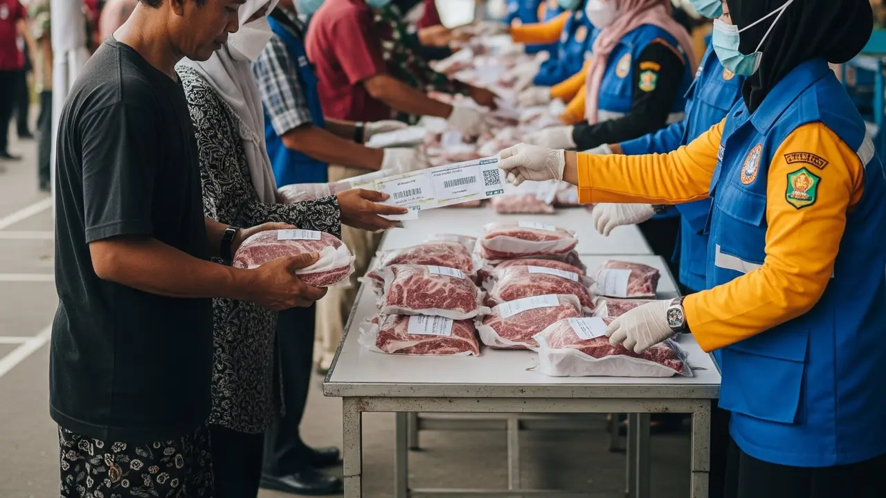 Foto Ilustrasi Pembagian Daging Kurban Gratis