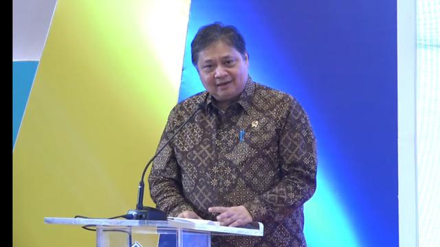Menteri Koordinator Bidang Perekonomian Airlangga Hartarto dalam acara The New SINSW dan agenda diskusi: Let's Talk about INSW, Jumat (9/6/2023). (Tira/Liputan6.com)