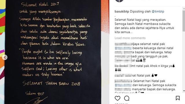 Ahok Ucapkan Selamat Natal, Warganet: Miss You Pak