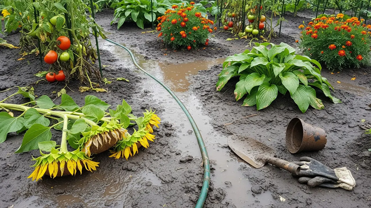 Ilustrasi kebun becek
