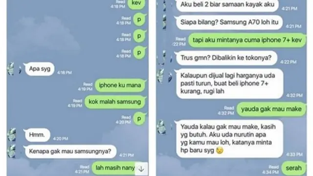 5 Chat Minta Dibelikan HP oleh Pacar Ini Bikin Geregetan