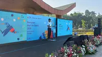 Direktur Utama PAM Jaya Arief Nasrudin saat acara Festival Hari Air Dunia 2023 di Ruang Limpah Sungai Pondok Ranggon, Jakarta, Selasa (21/3/2023).