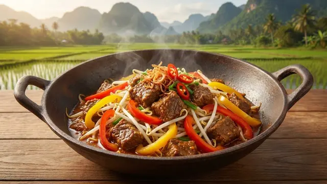 Ilustrasi Tumis Tauge Paprika Daging/Gemini AI