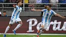 Argentina membuka keunggulan pada menit ke-13 melalui gol yang dicetak Nicolas Otamendi (kiri). (JUAN BARRETO/AFP)