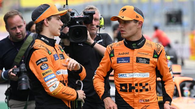 Norris hanya unggul 0,044 detik dari rekan setimnya Oscar Piastri dan . (Ferenc ISZA/AFP)