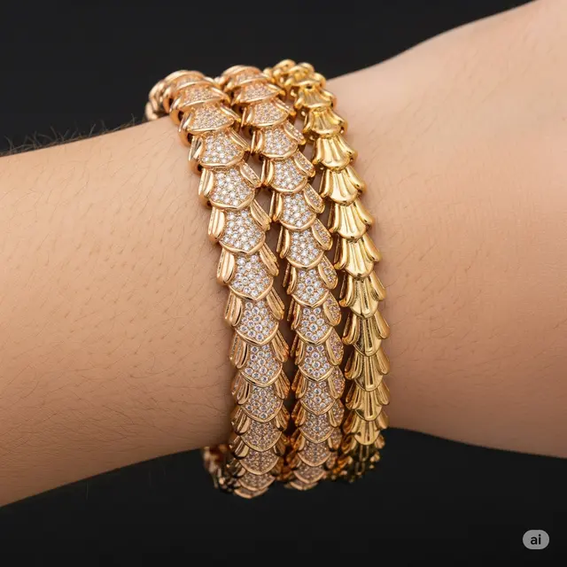 Model Gelang Emas Sisik Naga Terbaru. Foto: Gemini