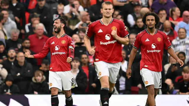 Selebrasi Manchester United saat melawan Burnley di Liga Inggris 2025/2026