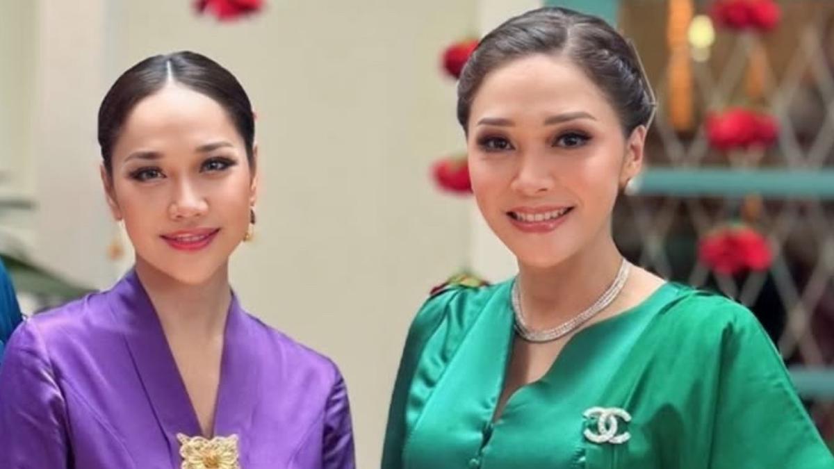 Pesona Bunga Citra Lestari dan Maia Estianty Dibalut Baju Kurung Khas Melayu saat Hadir Kondangan Bersama
