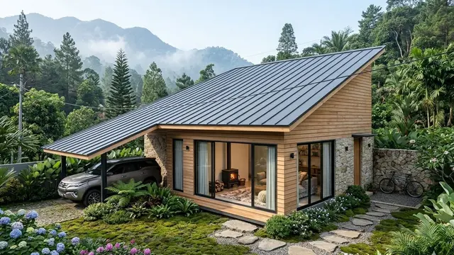 Model Rumah Minimalis dengan Atap Miring Minimalis Kekinian