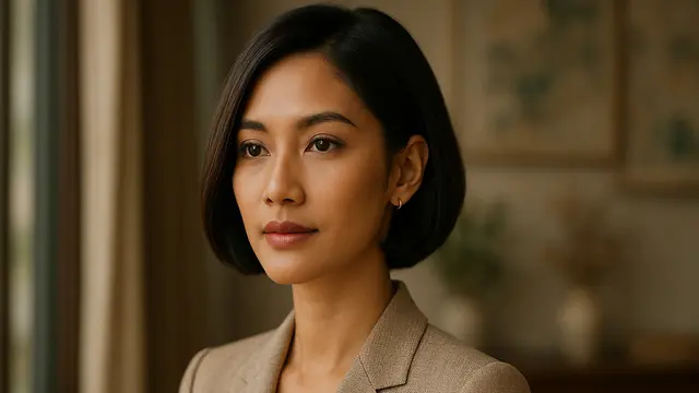 Model Rambut untuk Wajah dengan Dagu Runcing