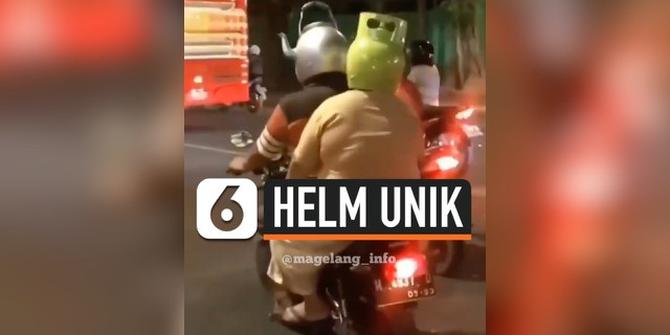 VIDEO: Viral Pasangan Suami Istri pakai Helm Unik