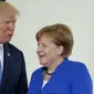Kanselir Jerman Angela Merkel bertemu Presiden AS Donald Trump terkait nuklir Iran. (AP)