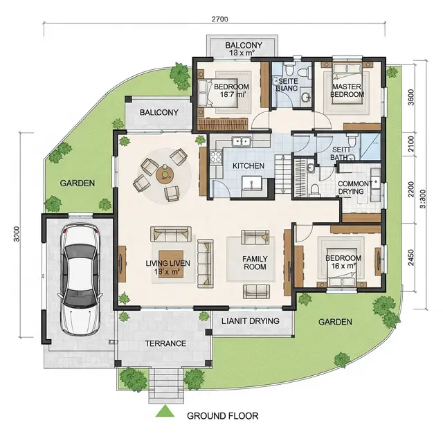 Inspirasi Desain Rumah Sederhana 3 Kamar Ukuran 8x10. Foto: Gemini