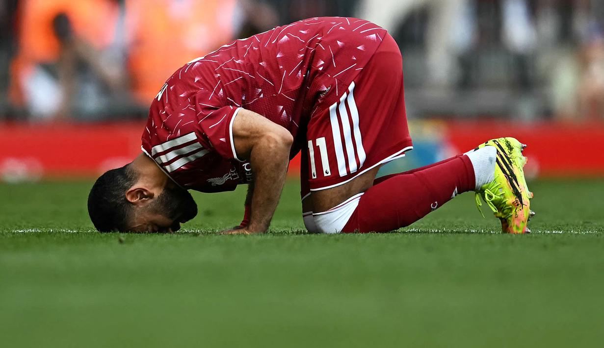 Salah memainkan laga terakhirnya bersama The Reds saat menjamu Brentford di Liga Inggris 2025/2026. (AFP/Paul Ellis)
