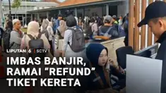Imbas pembatalan perjalanan kereta gara-gara banjir di pantura, calon penumpang di sejumlah stasiun mengembalikan tiket perjalanannya. Antrean panjang pengembalian tiket tidak terhindarkan.