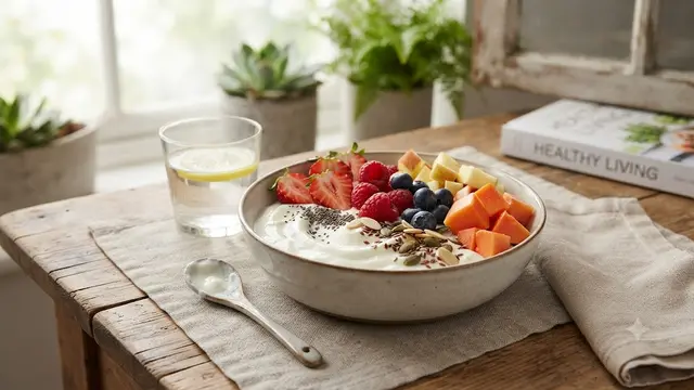 Greek Yogurt dengan Buah dan Biji-bijian