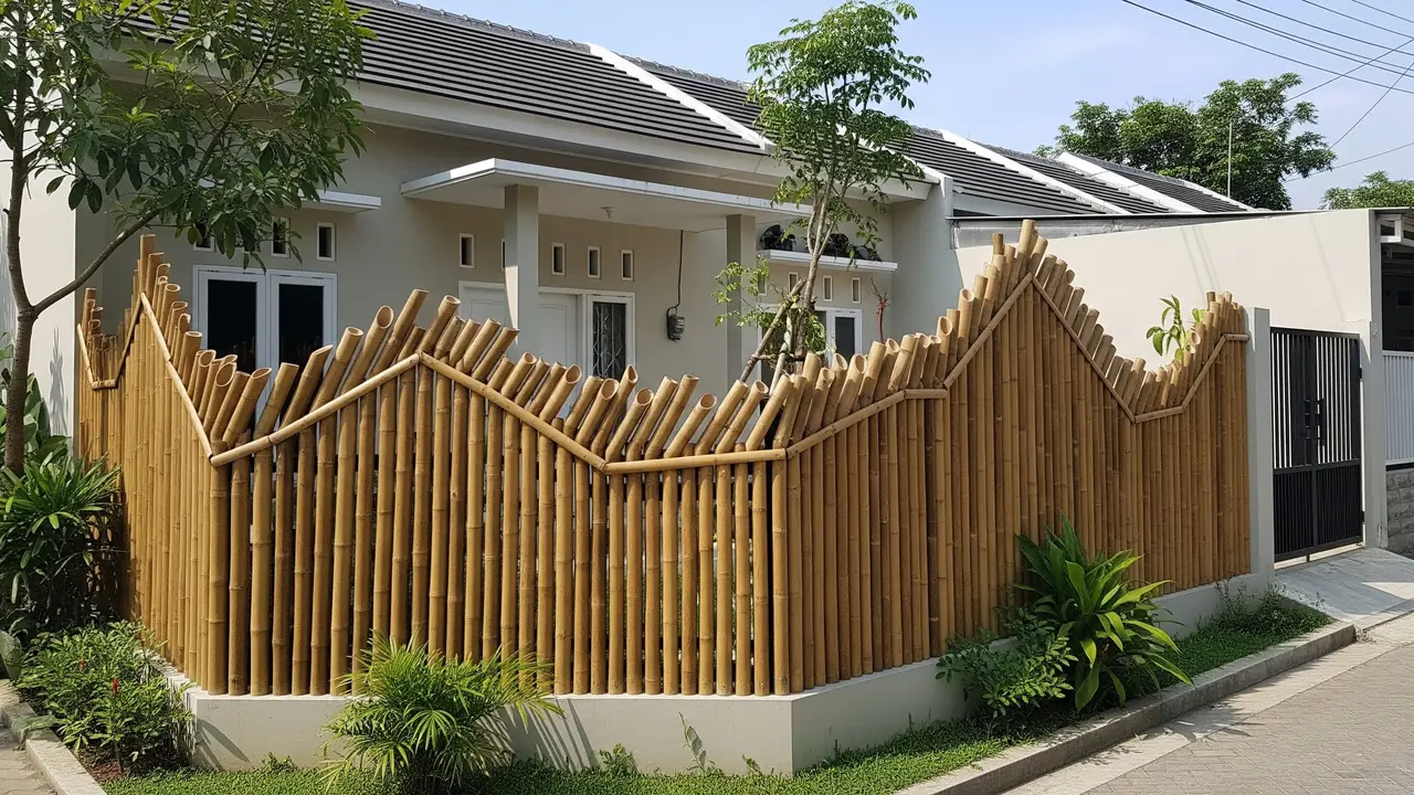 Model Pagar Rumah Subsidi dari Bambu yang Modern