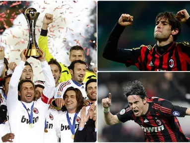 Perjalanan AC Milan ketika meraih gelar trofi Liga Champions pada 2006/07 memang penuh perjuangan. Berikut pemain bintang AC Milan ketika menjuarai Liga Champions 2007. (kolase foto AFP)