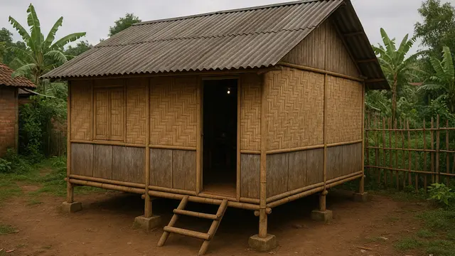 Rumah Lawas dari Anyaman Bambu Sederhana Penuh Kenangan (Foto: ChatGPT)