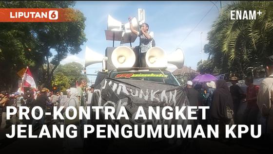 VIDEO: Kubu Pro dan Kontra Hak Angket Berdemo Jelang Pengumuman Hasil Pemilu 2024 oleh KPU