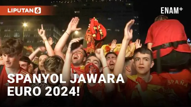 Para penggemar Spanyol bersorak gembira pada Minggu malam (14/7), setelah Spanyol mengalahkan Inggris 2-1 dan memenangkan Euro 2024.