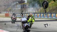 Balapan penuh drama tersaji pada MotoGP Catalunya yang berlangsung di Sirkuit Catalunia, Montmelo, Spanyol pada Minggu (17/05/2026) waktu setempat. (AFP/Daniel Ballarin)