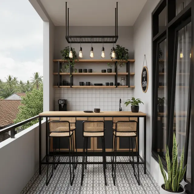 Inspirasi Dapur Kecil di Balkon Rumah Kos Sederhana. Gemini