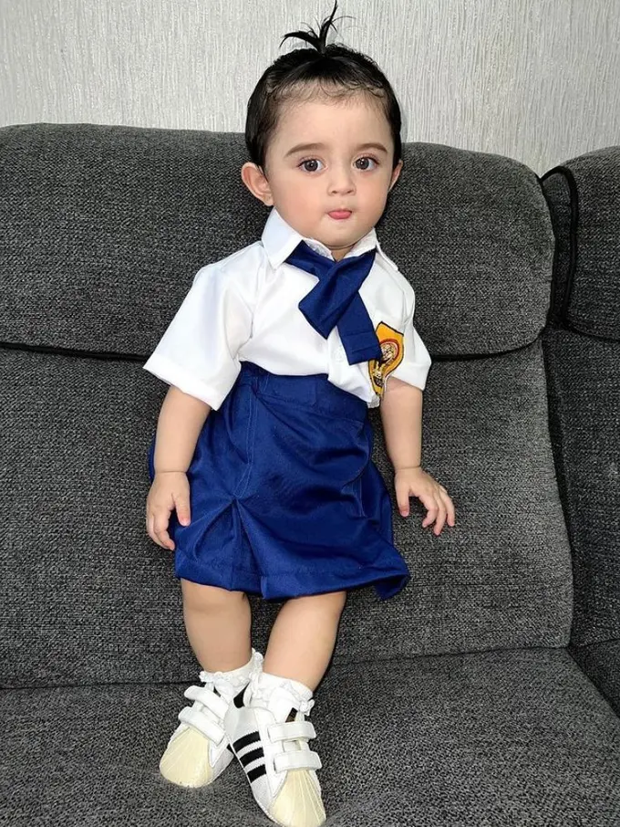OOTD Guzel Putri Ali Syakieb dan Margin Wieheerm Pakai Seragam SMP, Gemas bak Boneka Hidup