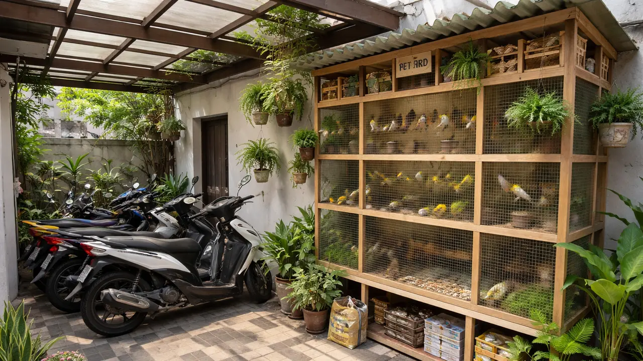 Ide Ternak di Area Parkir Motor Rumah Kecil