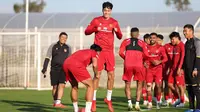 Ekspresi gembira pemain Timnas Indonesia, Rafael Struick saat menjalani sesi latihan dalam program pemusatan latihan di Turki, Minggu (31/12/2023). (Dok. PSSI)