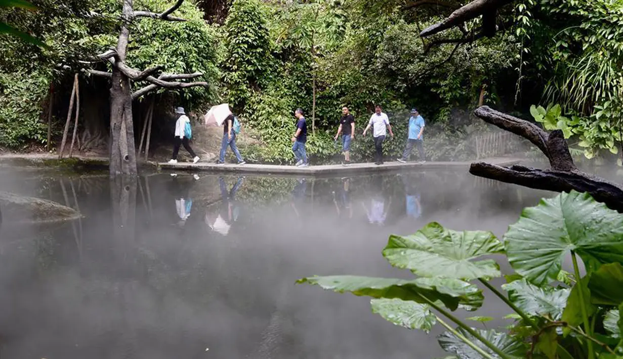 Para wisatawan mengunjungi Kebun Raya Xiamen di Xiamen, Provinsi Fujian, China tenggara, pada 9 September 2020. Kebun raya tersebut didirikan pada 1960 silam dan mencakup area seluas 4,93 kilometer persegi. (Xinhua/Jiang Kehong)