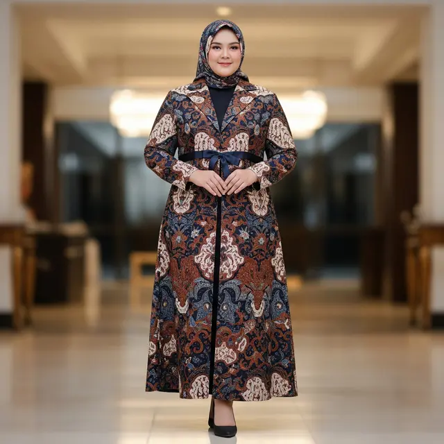 Model Gamis Batik Blazer Syari Size Besar