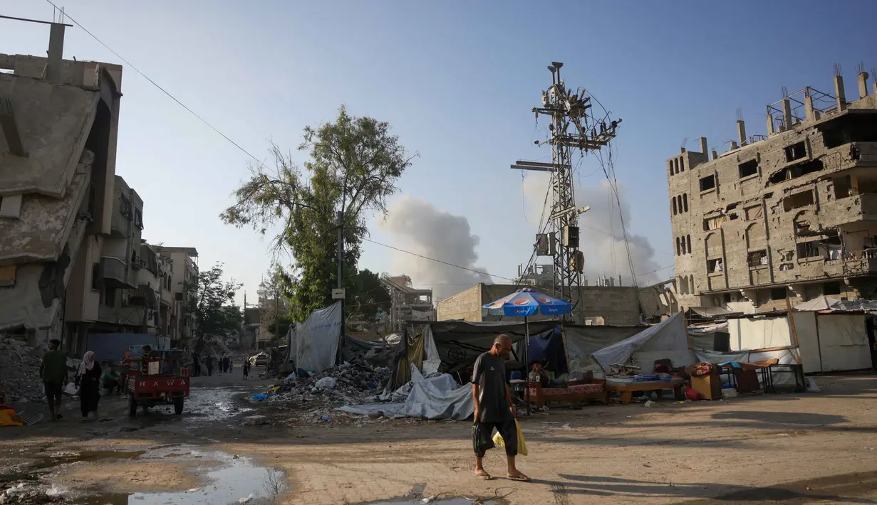 Hingga Minggu 24 Agustus 2025, serangan Israel terus menggempur sejumlah wilayah di Jalur Gaza. (BASHAR TALEB/AFP)