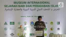 Menteri Agama Fachrul Razi menyampaikan sambutan dalam peresmian groundbreaking Museum Internasional Sejarah Nabi dan Peradaban Islam di kawasan Ancol, Jakarta, Rabu (26/2/2020). Selain bangunan museum, nantinya akan dibangun masjid dan amphitheatre. (Liputan6.com/Faizal Fanani)