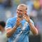 Ekspresi bahagia Erling Haaland setelah Man City mengalahkan Juventus 5-2 pada lanjutan Piala Dunia Antarklub 2025, Jumat (27/6/2025) dini hari WIB. (Chandan KHANNA / AFP)