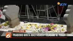 Prabowo Subianto berziarah ke makam M. Yusuf dan Pangeran Diponegoro di Makassar, Sulawesi Selatan.